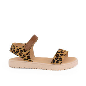 Ds 1610 παιδικό πέδιλο για κορίτσι δερμάτινο Καφέ Λέοπαρντ