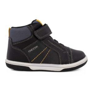 Geox BABY  FLICK BOY B3637A 0MEFU C9154  A Παιδικό μποτάκι για αγόρι δερμάτινο Black/Curry
