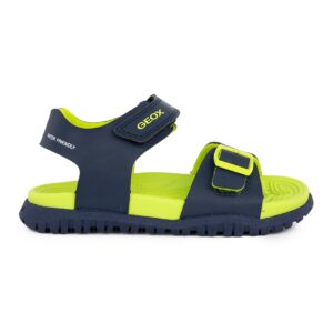 Geox  SANDAL FUSBETTO J35HMA 00BC C0749 A Παιδικό πέδιλο για αγόρι σε συνθετικό δέρμα NAVY/LIME