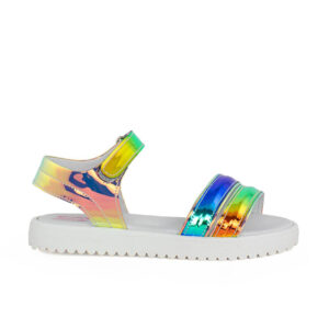 Ds 2200 παιδικό πέδιλο για κορίτσι ανατομικό σε συνθετικό υλικό  Λευκό/Ίριδα