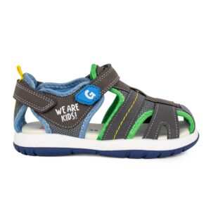 Garvalin 232805-B Παιδικό παπουτσοπέδιλο για αγόρι σε ύφασμα και συνθετικό δέρμα γκρί-πράσινο