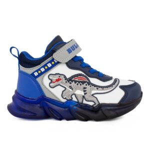 Bull Boys SPINOSAURO MID DNAL3390 (AAH3) Παιδικό αθλητικό μποτάκι για αγόρι σε συνθετικό δέρμα Bianco/Royal