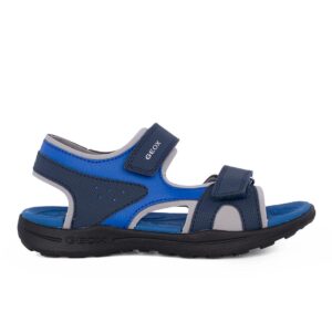 Geox J Vaniett B.C J455XC 015CE C4226 B Παιδικό πέδιλο για αγόρι σε συνθετικό δέρμα και ύφασμα Μπλέ/Ρουά