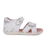 Garvalin 242303-B Παιδικό πέδιλο για κορίτσι δερμάτινο Λευκό/Ασημί