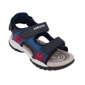 Geox J Borealis B.A J450RA 015ME C0735 A Παιδικό πέδιλο για αγόρι δερμάτινο Navy/Red - Image 2