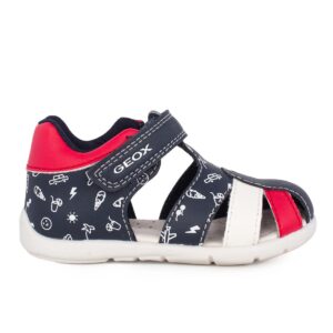 Geox B Elthan B451PC 000BC C0735 Παιδικό παπουτσοπέδιλο για αγόρι δερμάτινο Navy/Red