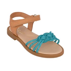 Ricco A30228P2 Παιδικό πέδιλο για κορίτσι δερμάτινο Ταμπά/Τυρκουάζ - Image 2