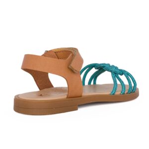 Ricco A30228P2 Παιδικό πέδιλο για κορίτσι δερμάτινο Ταμπά/Τυρκουάζ - Image 3