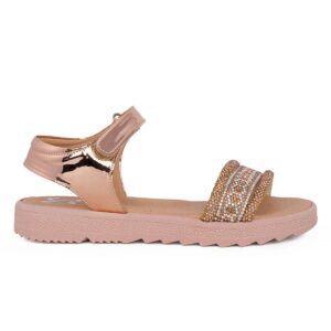 Πέδιλο DS 165A παιδικό για κορίτσι δερμάτινο Χαλκός/nude