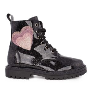 Ricco 1890R Παιδικό μποτάκι για κορίτσι σε συνθετικό οικολογικό δέρμα Μαύρο λουστρίν