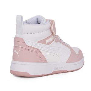Puma Rebound V6 Mid AC+PS 393832-20 Παιδικό αθλητικό για κοριτσι σε συνθετικό οικολογικό δέρμα Άσπρο/Ροζ - Image 3