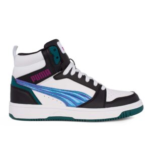 Puma Rebound V6 Mid Bouncy Sky Jr 398725-02 Παιδικό αθλητικό μποτάκι  unisex σε συνθετικό οικολογικό δέρμα Άσπρο
