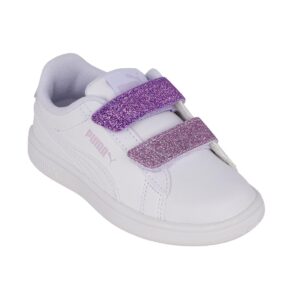 Puma Smsh 3.0L GlttrVlcr V PS 395609 06 Παιδικό Sneaker για κορίτσι σε συνθετικό δέρμα Λευκό/Μωβ - Image 2