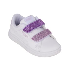 Puma Smsh 3.0L GlttrVlcr Inf 395610 06 Παιδικό Sneaker  για κορίτσι σε συνθετικό δέρμα Λευκό/Μωβ - Image 2