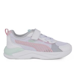Puma X-Ray 3 LT AC+PS 401494 04 Παιδικό αθλητικό running για κορίτσι σε συνθετικό δέρμα και ύφασμα Λευκό/Μέντα/Ροζ
