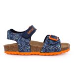 Geox J GHITA B. J028LB 06A54 C4243 B Παιδικό πέδιλο για αγόρι σε οικολογικό δέρμα Μπλε/Πολύχρωμο