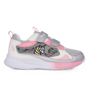 Primigi 7966500 Παιδικό αθλητικό με φωτάκια μονόκερος για κορίτσι σε συνθετικό δέρμα και ύφασμα Γκρί/Ροζ