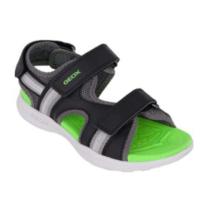 Geox J VANIETT B. J555XB 01454 C0016 Β Παιδικό πέδιλο για αγόρι σε οικολογικό δέρμα και ύφασμα Μαύρο/ Πράσινο - Image 2