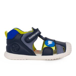Biomecanics 252125-A183 Παιδικό παπουτσοπέδιλο για αγόρι δερμάτινο Μπλέ/Ραφ