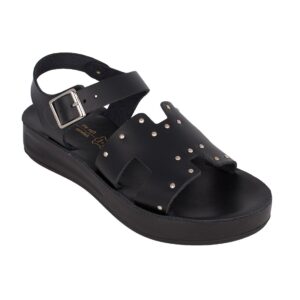 Pretty Soft 1547 Παιδικό πέδιλο για κορίτσι δερμάτινο Μαύρο με τρουκς - Image 2