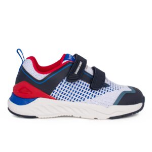 Biomecanics Rejilla 252270-A057 Παιδικό Sneaker για αγόρι σε δέρμα και ύφασμα Λευκό/Μπλέ/Κόκκινο
