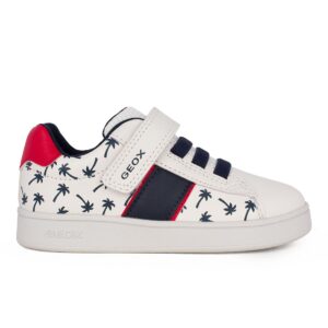Geox B ECLYPER A B455LA 000BC C0050 Παιδικό Sneaker για αγόρι σε οικολογικό δέρμα Λευκό/Μπλέ/Κόκκινο
