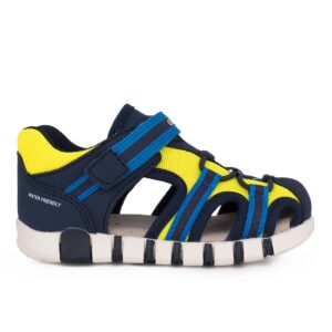 Geox B SANDAL IUPIDOO A B555PA 05014 C4502 Παιδικό παπουτσοπέδιλο για αγόρι σε συνθετικό δέρμα και ύφασμα Μπλε/Κίτρινο