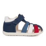 Geox Macchia Boy B254VA 08554 C4242 Παιδικό παπουτσοπέδιλο για αγόρι σε οικολογικό δέρμα Μπλέ/Λευκό