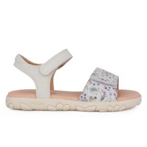 Geox Haiti Girl J028ZA 007BC C1714 Παιδικό πέδιλο για κορίτσι δερμάτινο Λευκό Multicolor