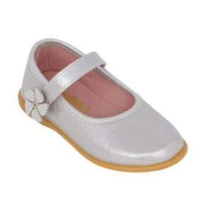 Conguitos OSSH102107 Παιδικές μπαλαρίνες για κορίτσι δερμάτινες Ασημί/Σατινέ - Image 2