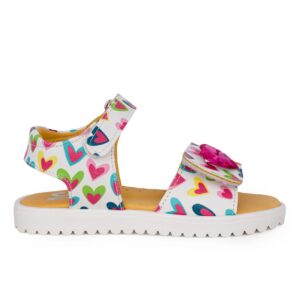Ds 2307 παιδικό πέδιλο για κορίτσι σε δέρμα Λευκό/Multicolor