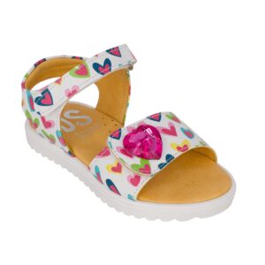 Ds 2307 παιδικό πέδιλο για κορίτσι σε δέρμα Λευκό/Multicolor - Image 2