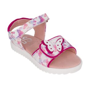 Ds 2257 παιδικό πέδιλο για κορίτσι σε δέρμα Λευκό /Multicolor - Image 2