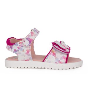 Ds 2257 παιδικό πέδιλο για κορίτσι σε δέρμα Λευκό /Multicolor