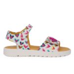 DS 2306 Παιδικό πέδιλο για κορίτσι δερμάτινο Λευκό/Multicolor