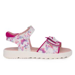 DS 2256 Παιδικό πέδιλο για κορίτσι δερμάτινο Λευκό/Multicolor