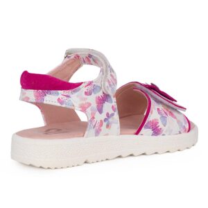 DS 2256 Παιδικό πέδιλο για κορίτσι δερμάτινο Λευκό/Multicolor - Image 3