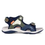 Primigi 7971100 Παιδικό πέδιλο για αγόρι σε συνθετικό δέρμα και ύφασμα Μπλε/Λαδί