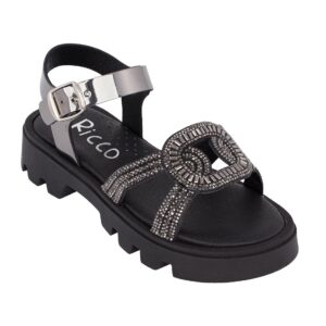 Ricco T30252T2 Παιδικό πέδιλο για κορίτσι δερμάτινο Μαύρο - Image 2