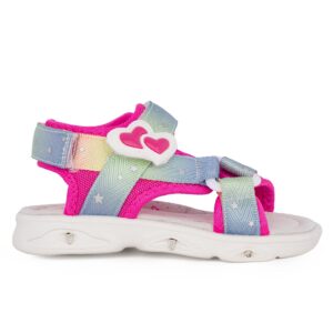 Alegria 103295915 Παιδικό πέδιλο με φωτάκια για κορίτσι σε ύφασμα και συνθετικό υλικό Φουξ/Γαλάζιο