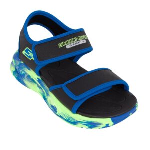 Skechers 407032L/BKBL Παιδικό πέδιλο με φωτάκια για αγόρι σε συνθετικό υλικό Μαύρο/Μπλέ - Image 2