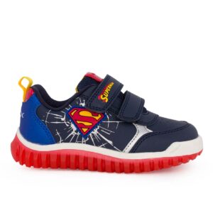 Geox B LIGHTYLOO B565ZB 000BC C4226 Παιδικό sneaker για αγόρι Superman με φωτάκια On/Off δερμάτινο Mπλε/Κόκκινο