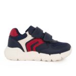 Geox B FLEXYPER MINI B566GD 054FU C0735 Α Παιδικό sneaker για αγόρι σε δέρμα και αδιαβροχοποιημένο ύφασμα Μπλε/Κόκκινο/Λευκό