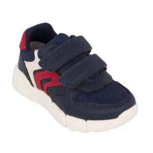 Geox B FLEXYPER MINI B566GD 054FU C0735 Α Παιδικό sneaker για αγόρι σε δέρμα και αδιαβροχοποιημένο ύφασμα Μπλε/Κόκκινο/Λευκό - Image 2