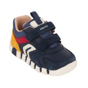 Geox B IUPIDOO B3555D 05422 C4244 Παιδικό sneaker για αγόρι δερμάτινο Μπλε/Κόκκινο/Ώχρα - Image 2