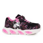 Modum DM011379 Παιδικό αθλητικό Minnie με φωτάκια για κορίτσι σε συνθετικό δέρμα και ύφασμα Μαύρο/Ροζ