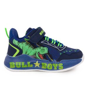 Bull boys T-REX DNAL5140 B00-BL01 Παιδικό αθλητικό με φωτάκια On/Off για αγόρι σε συνθετικό δέρμα και αδιαβροχοποιημένο ύφασμα Μπλέ/λάιμ