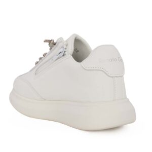 Renato Garini YLD-10 Sneaker παιδικό για κορίτσι σε οικολογικό δέρμα Λευκό/Ασημί - Image 3