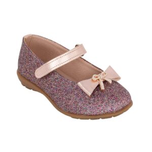 Ricco 1816-1 Παιδική μπαλαρίνα για κορίτσι δερμάτινη ροζ/μπρονζέ γκλίτερ