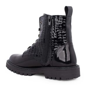 Ricco 1904 Παιδικό μποτάκι για κορίτσι σε λουστρίν δέρμα Μαύρο Κροκό - Image 3